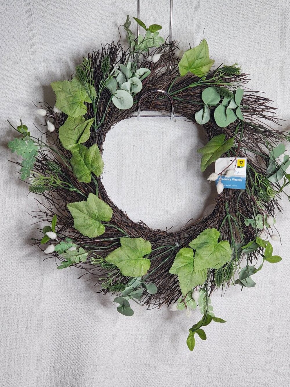 Hudson Farmhouse True Living White Cottonwood Indoor Only 18" Greenery Wreath